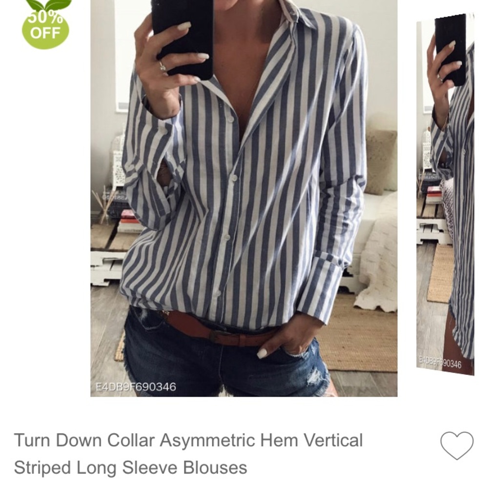 Vertical Striped Long Sleeve Blouse